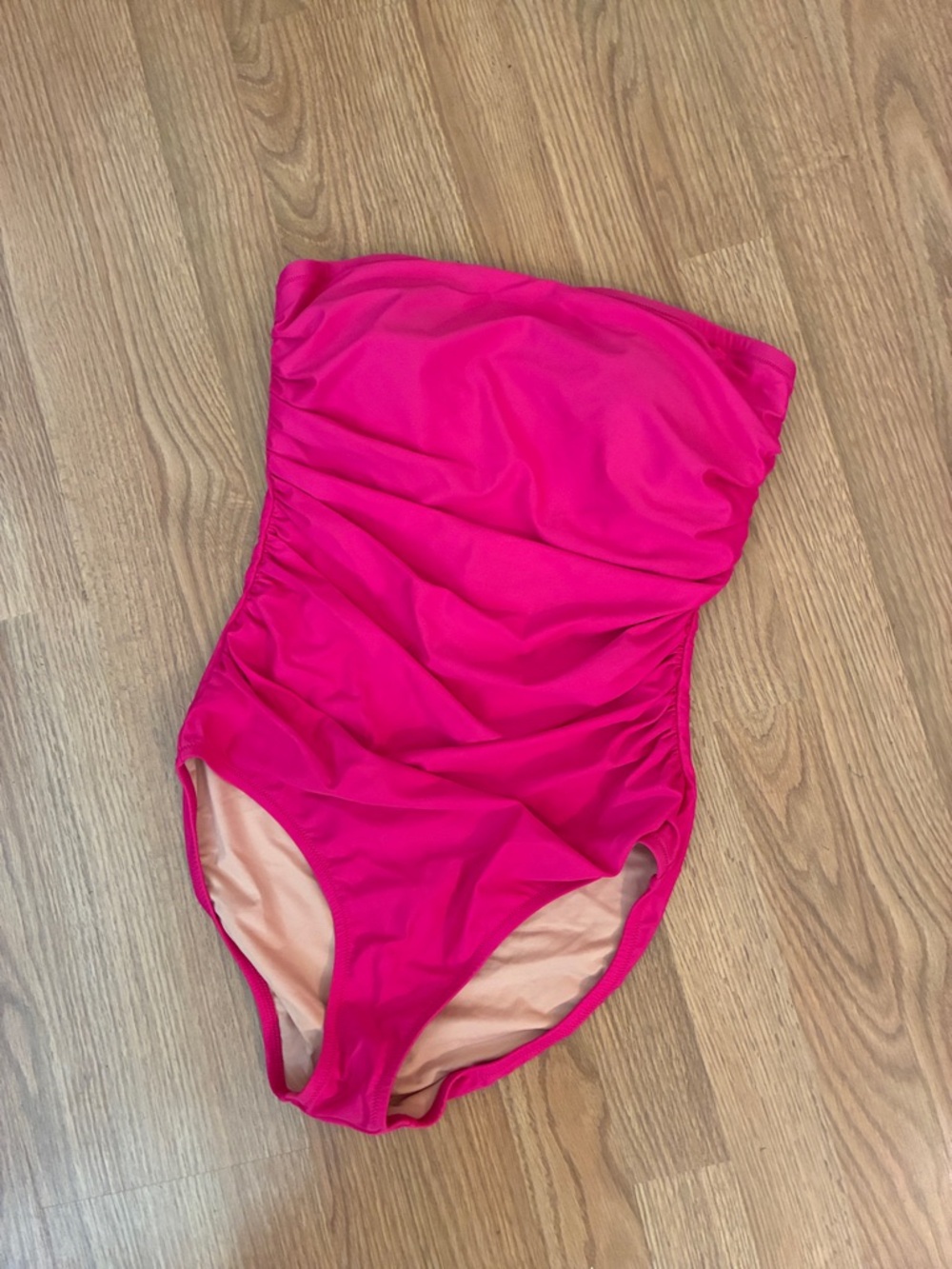J. Crew Women’s NEW Radiant Fuchsia Ruched Bandeau One-Piece Swimsuit size 10